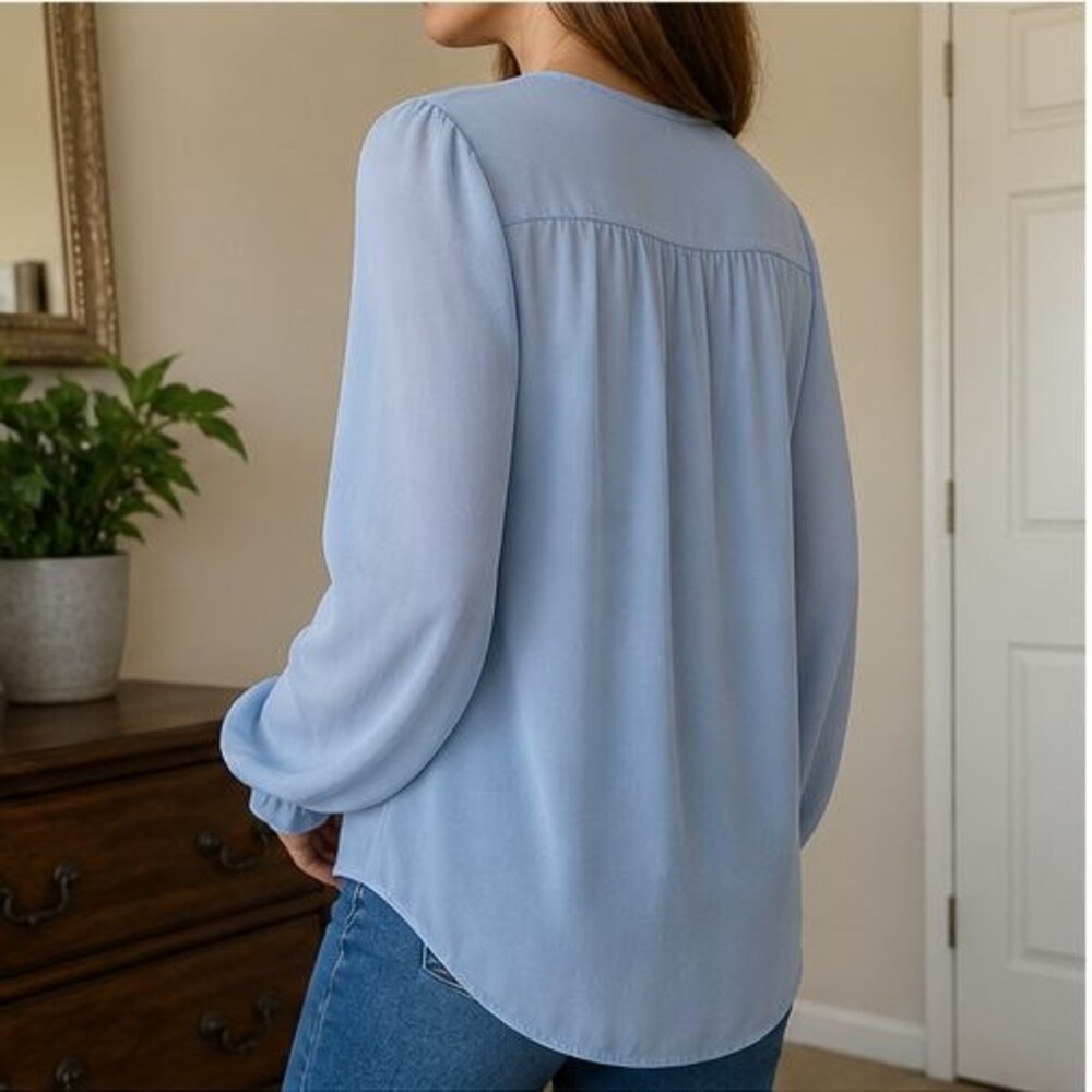 Blue Ruffle Blouse - Picture 3 of 6